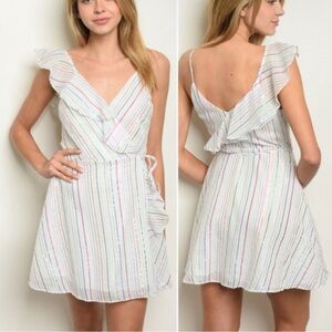 DO + BE Rainbow Lover Era Stripe Wrap Dress Size M